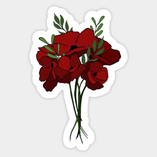 Red poppies flowers illustration Sticker